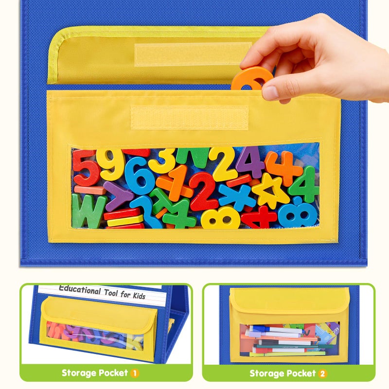 EAMAY Magnetic Desktop Tabletop Stands Pocket Chart Foldable Samll Dry Erase Board Classroom Tool for Kids Education (12W*15L, Magnetic) - Image 4